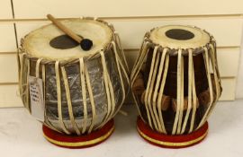 Two Indian Tabla Drums,largest 25 cms diameter.