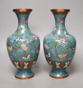 A pair of early 20th century Chinese cloisonné enamel vases - 25cm tall