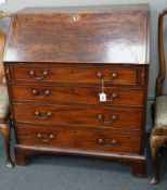 A George III mahogany bureau, width 91cm, depth 54cm, height 109cm