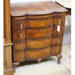 A small Queen Anne revival walnut chest, with slide, width 68cm, depth 46cm, height 76cm