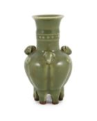 A Chinese celadon glazed six leg vase, late Qing, 13.5cm