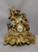 A 19th century spelter mantle clock with later Elliot dial and movement