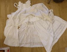 A collection of 19th century cutwork and Ayrshire christening gowns