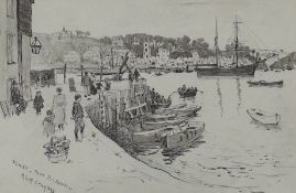 Col. Robert Charles Goff, R.E (1837-1923), pen and ink, 'Fowey from Polruan', signed and dated 1893,