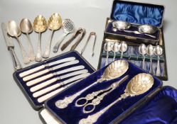 Two pairs of 18th century silver tablespoons including 'berry', a George III silver sifter spoon,