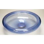 A Holmegaard blue glass bowl, signed and Numbered 17793, 34.5cm