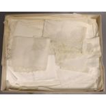 Ten mixed mostly 19th century hand white worked, some lace edged, hankies