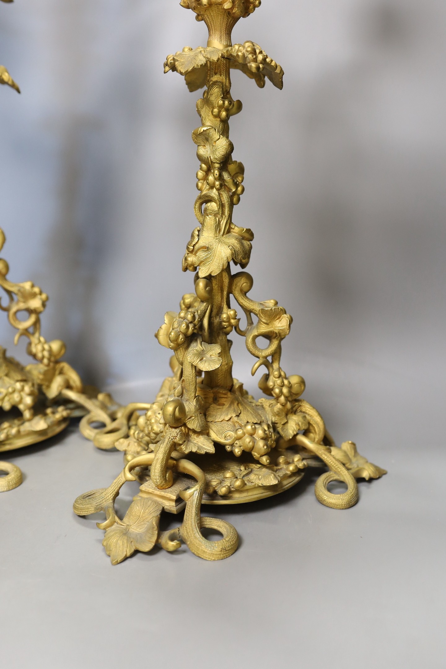 A pair of Victorian ormolu 4-light candelabra with vineous stems - 56cm tall - Image 4 of 4