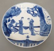 A Chinese Kangxi blue and white dish, apocryphal Chenghua mark - 19cm diameter