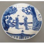 A Chinese Kangxi blue and white dish, apocryphal Chenghua mark - 19cm diameter