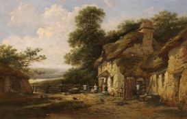 William Pitt (fl.1853-1890), oil on canvas, 'A Cottage Farm, Netherton, Devon', signed and dated