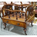 A Victorian rosewood three division Canterbury, width 52cm, depth 40cm, height 48cm