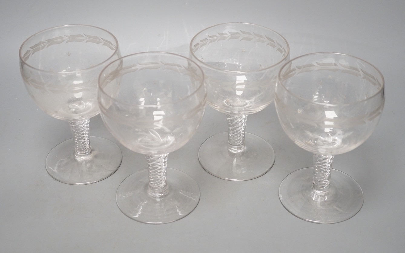 Four Edwardian air twist wine goblets - 14cm tall - Image 2 of 3