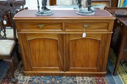 A Victorian mahogany side cabinet with two drawers over a pair of panelled doors, width 120cm, depth