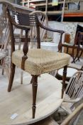 A George III mahogany elbow chair, width 51cm, depth 44cm, height 92cm