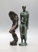 A limited edition bronze figure 6/9 and another composition figure, tallest 20cm