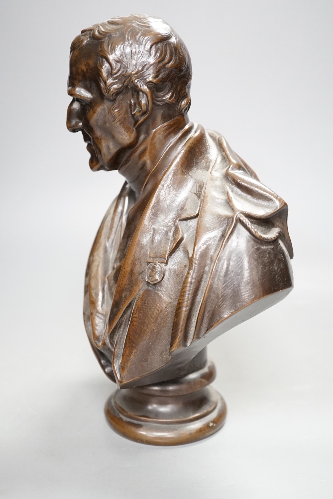 A small bronze bust of Wellington, by Matthew Noble (1817-1876), inscribed verso 'Noble 1852' - 27cm - Image 2 of 4