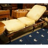 A Victorian mahogany folding campaign daybed, length 200cm