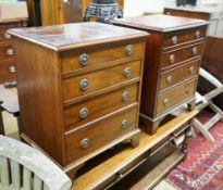 A pair of reproduction George III style mahogany bedside chests, width 56cm, depth 43cm, height