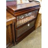 A Globe Wernicke type mahogany two section bookcase (lacks back panels), width 87cm, depth 29cm,