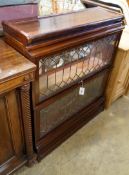A Globe Wernicke type mahogany two section bookcase (lacks back panels), width 87cm, depth 29cm,
