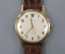 A gentleman's late 1960's 9ct gold Rolex precision manual wind wrist watch, with case back