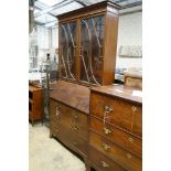 A George III style mahogany bureau bookcase, width 100cm, depth 46cm, height 209cm