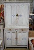 A Victorian style painted pine four door cabinet, width 100cm, depth 45cm, height 186cm