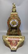 A 19th century French boulle work and ormolu bracket clock and bracket. 63cm excl bracket