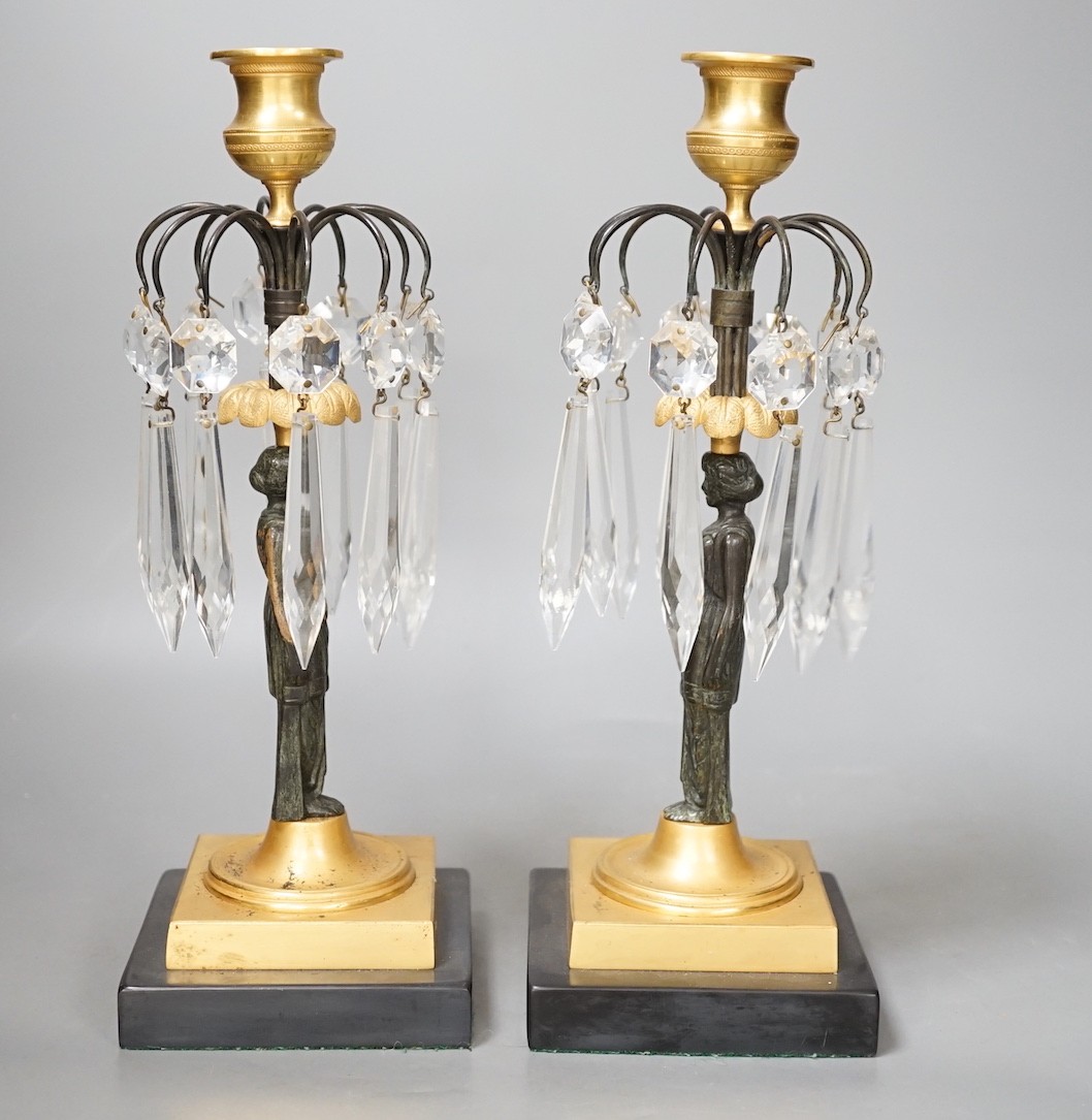 A pair of figural lustre drop candlesticks - 29cm tall - Image 4 of 5