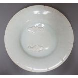 A Chinese Qingbai type twin fish bowl,18cms diameter.