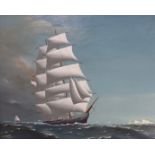 Christophe J. Guise (American, 20thC), oil on board, The United States Clipper Young America off