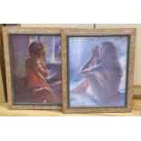 Hazel Soan, pair of pastels, Nude studies, 50 x 40cm