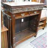 A late Victorian mahogany open bookcase, width 114cm, depth 46cm, height 125cm