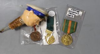 WWII interest: a Churchill composition drinks dispenser, France Escapees medal, a British Hitler