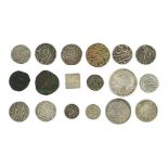 A collection of Indian coins mostly 16th-19th century, and UK silver crowns, half crowns and