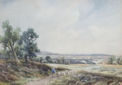 Richard William Halfnight (1855-1925), watercolour, 'A scene in Sussex', artist label verso, 26 x
