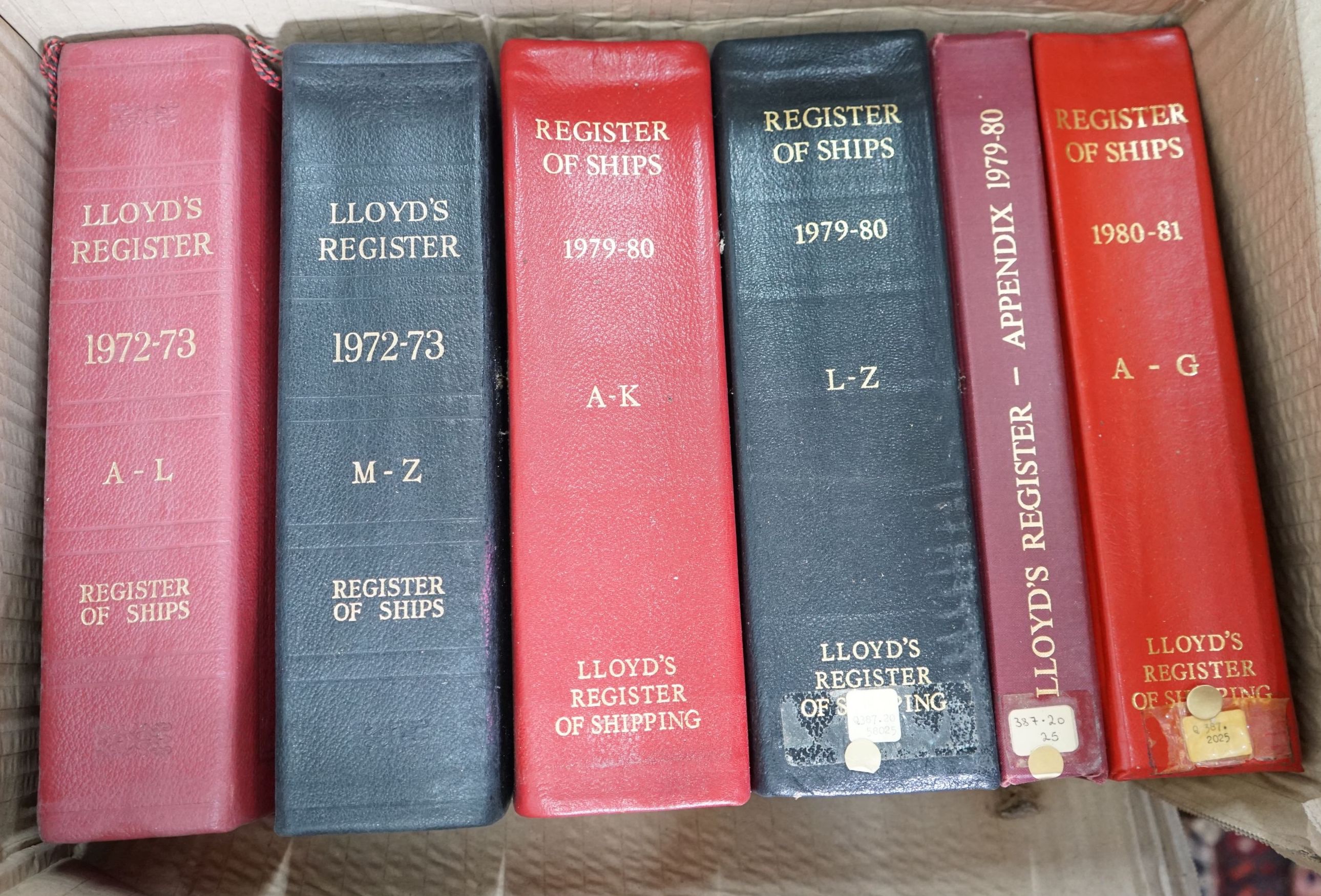 ° ° Lloyds Register of Ships, mid to late 20th century in approximately 75 bindings