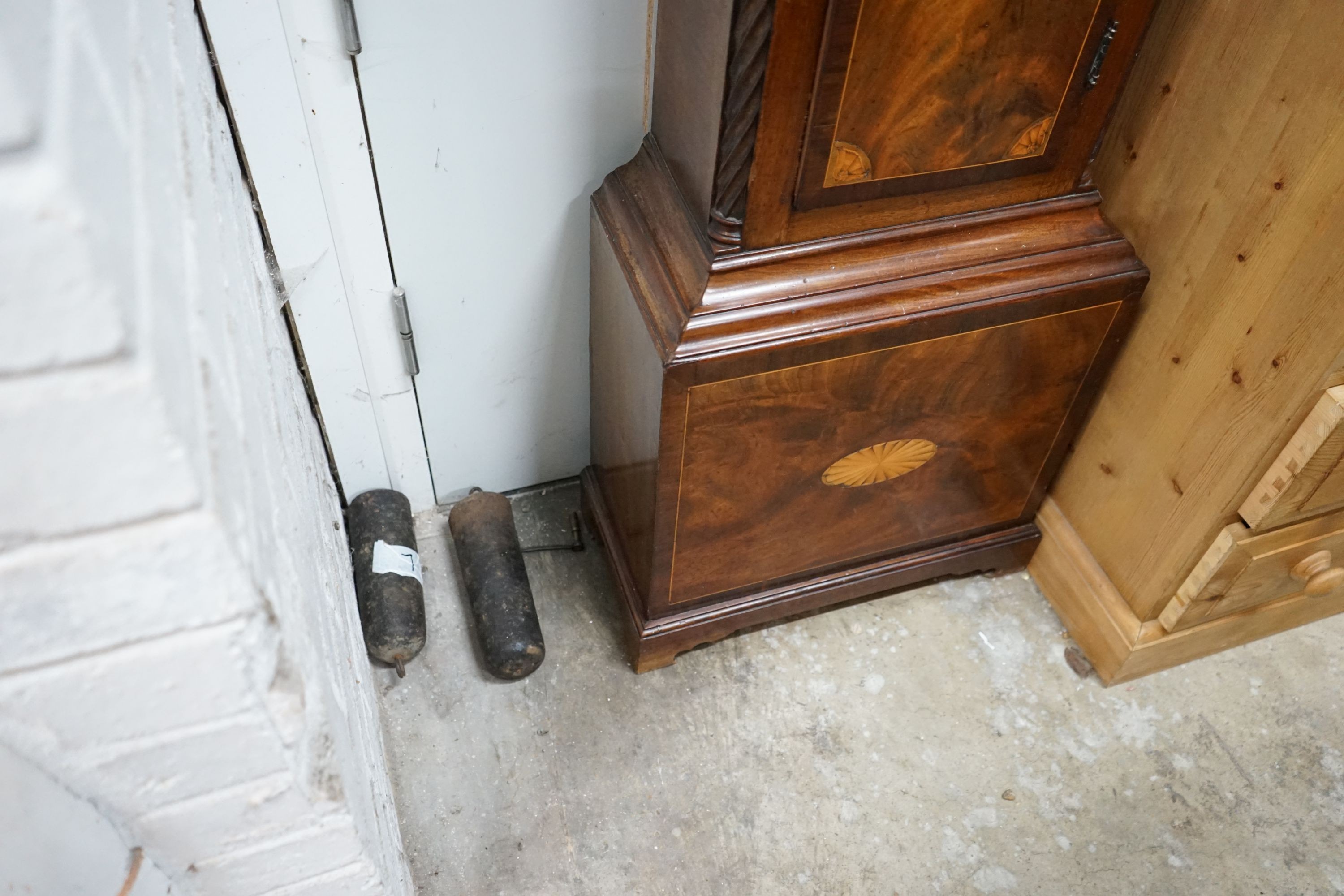 A George III inlaid mahogany 8 day longcase clock, marked Mitchell & Son, Gorbals, with key, - Image 4 of 5