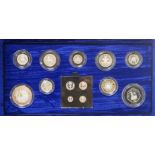 A cased Royal Mint UK Millennium silver proof coin collection 2000, including a maundy set