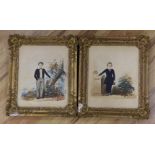 Victorian School, pair of watercolours, Portraits of the Pettinger Brothers c.1848, 26 x 22cm