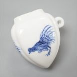 A Chinese blue and white bird feeder, Kangxi mark,6cms high.