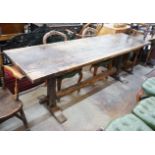 A rectangular oak refectory dining table, length 128cm, depth 64cm, height 78cm