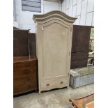 A Louis XV style white painted armoire, width 104cm, depth 58cm, height 216cm