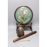 A Serpentine door-stop, Chinese table screen and a Victorian truncheon, Chinese table screen 46.5