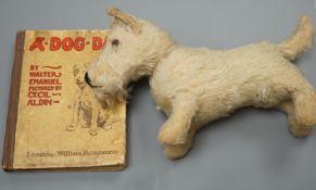 Steiff terrier circa 1920, a book, a dog day illustrated by Cecil Aldir