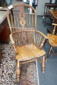 A Victorian ash and beech Yorkshire area Windsor armchair, width 55cm depth 42cm height 105cm