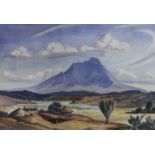 South African, watercolour, African landscape, inscribed on frame 'Mr Bunker JP', 43 x 62cm