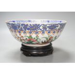 A 19th century Chinese enamelled porcelain bowl for the Persian market, with stand - 10.5cm tall