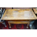 A 19th century rectangular walnut dough bin with zinc lined interior, width 121cm, depth 63cm,